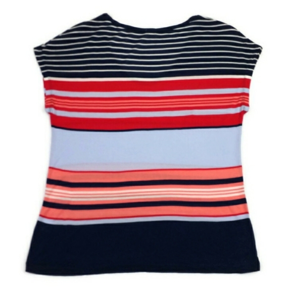 J Crew Factory Multi-Color Stripe Short Dolman Sleeve Tee Womens Size Large - Picture 11 of 12